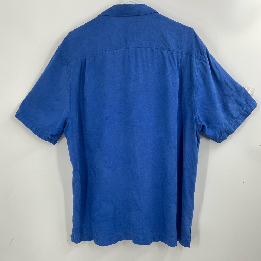 Tommy Bahama 100% Silk Men’s Button‎ Down Short Sleeve Blue Floral Large - Picture 4 of 8